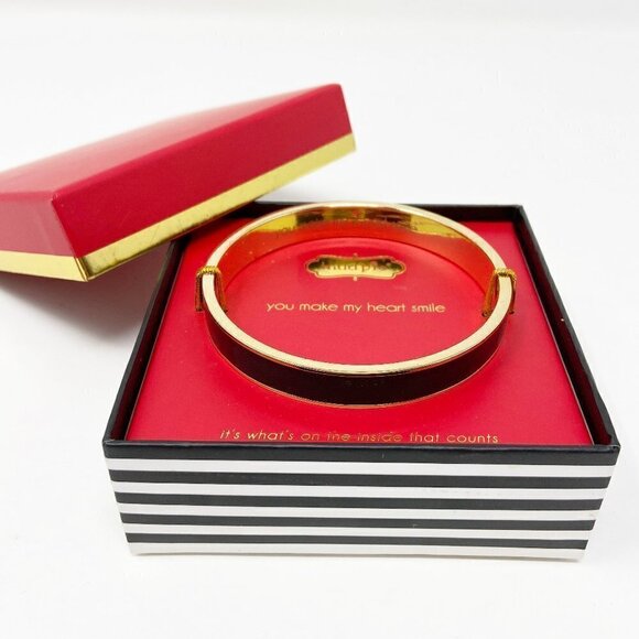 MUD PIE | Friendship Hidden Message Black Bangle Gold Plated - Picture 5 of 6